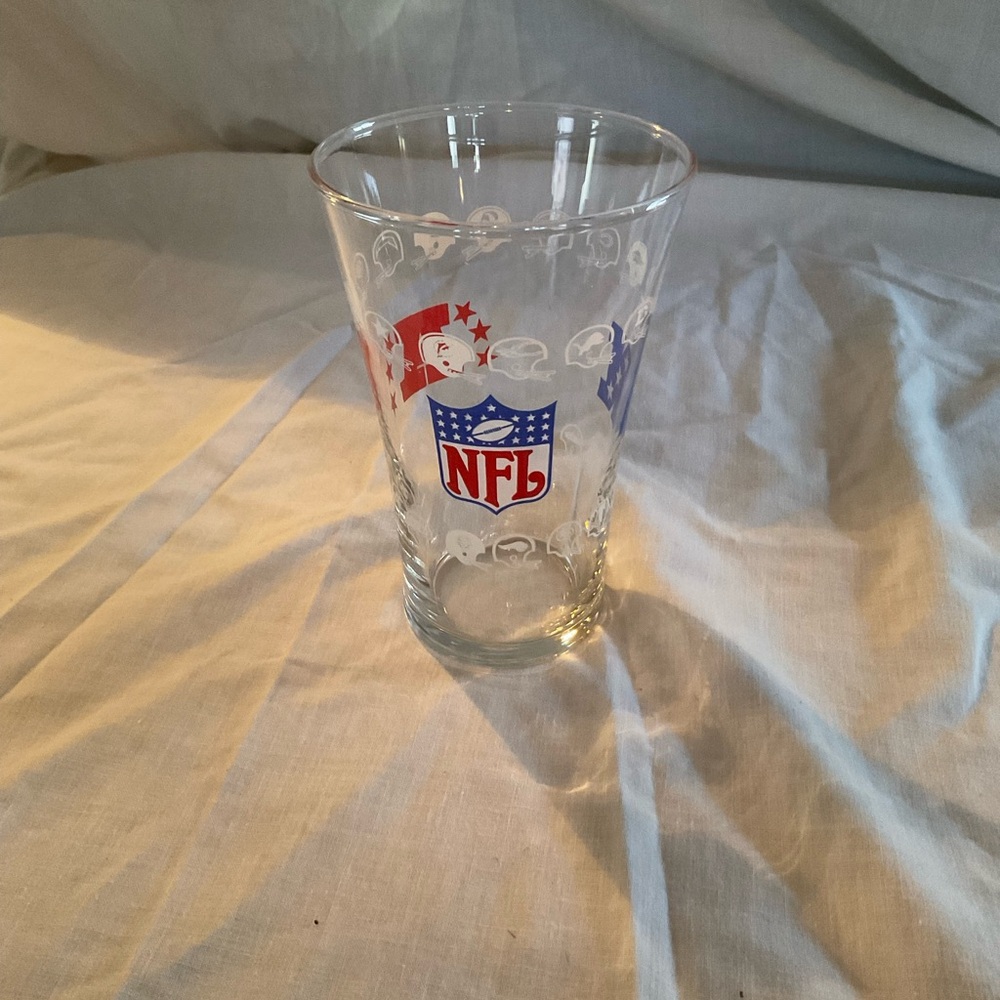 NFL Clear Glass Tumbler with Red and Blue Logo